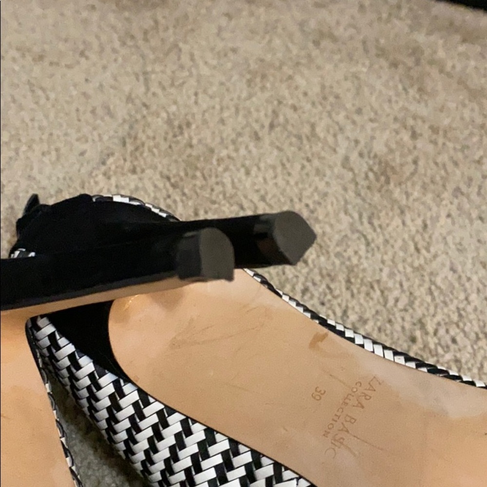 Zara black & white tie up heels size 8 1/2 - Picture 6 of 6